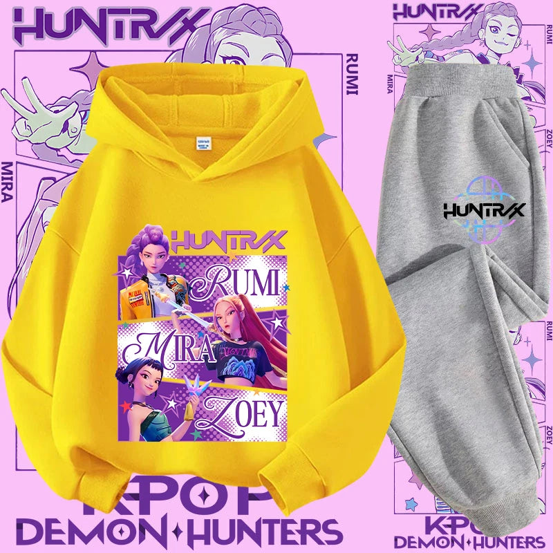 Casual K-Pop Demon Hoodie Set with 2-Pc Set