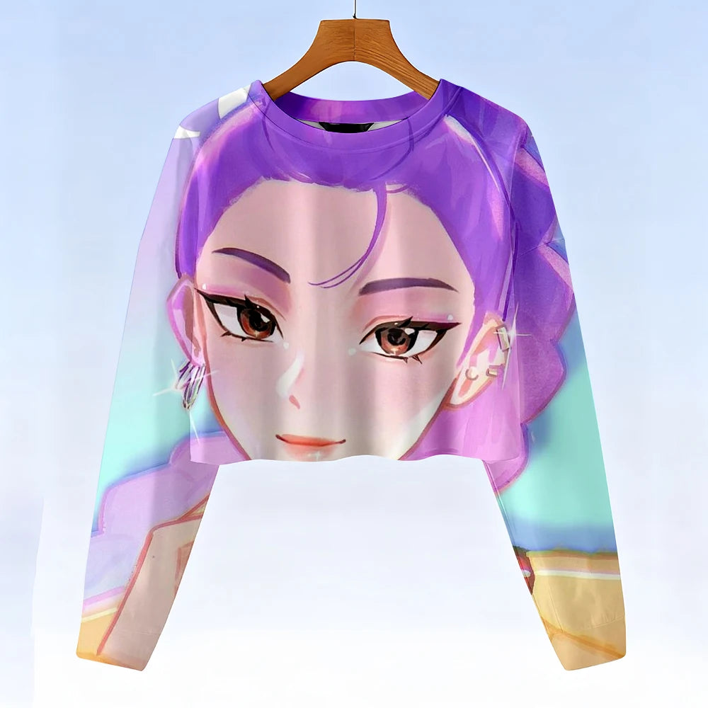 Casual Kids K-Pop Demon Hunters Crop Hoodie