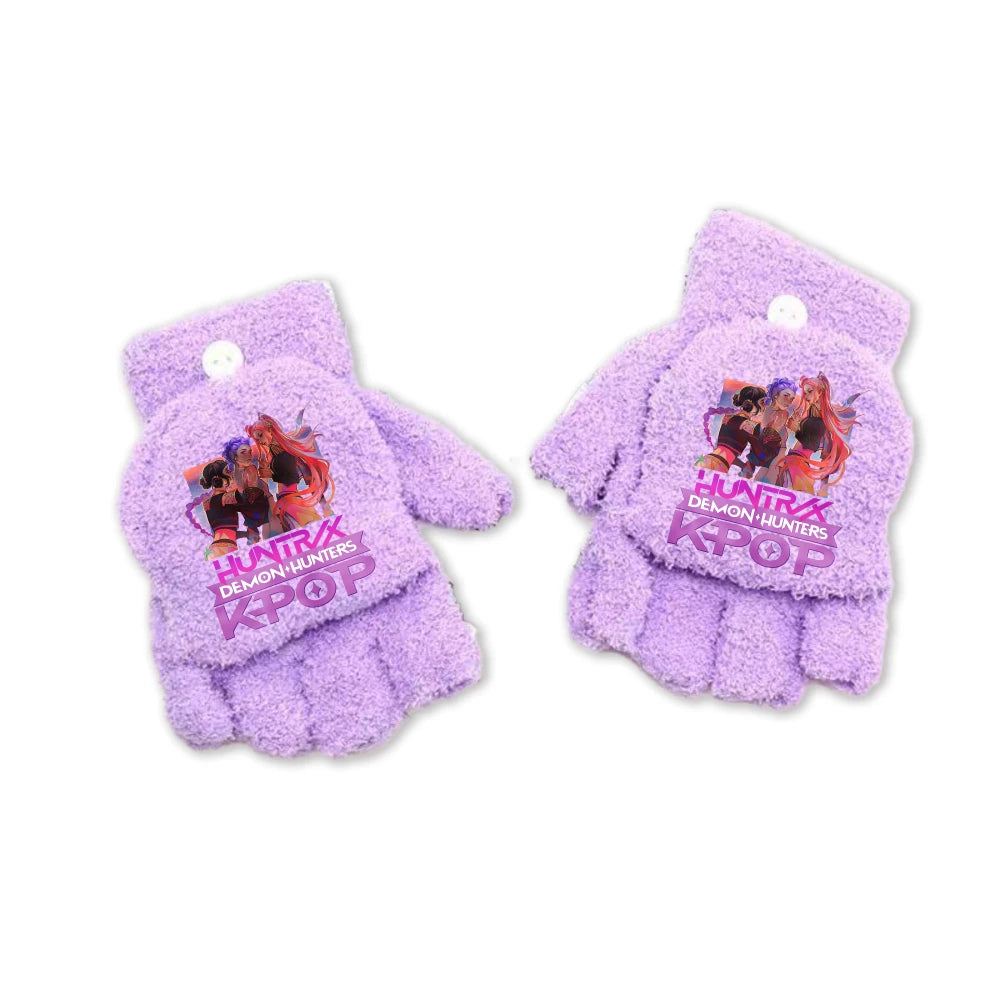 Half Finger Flip Demon Hunters Kids Gloves