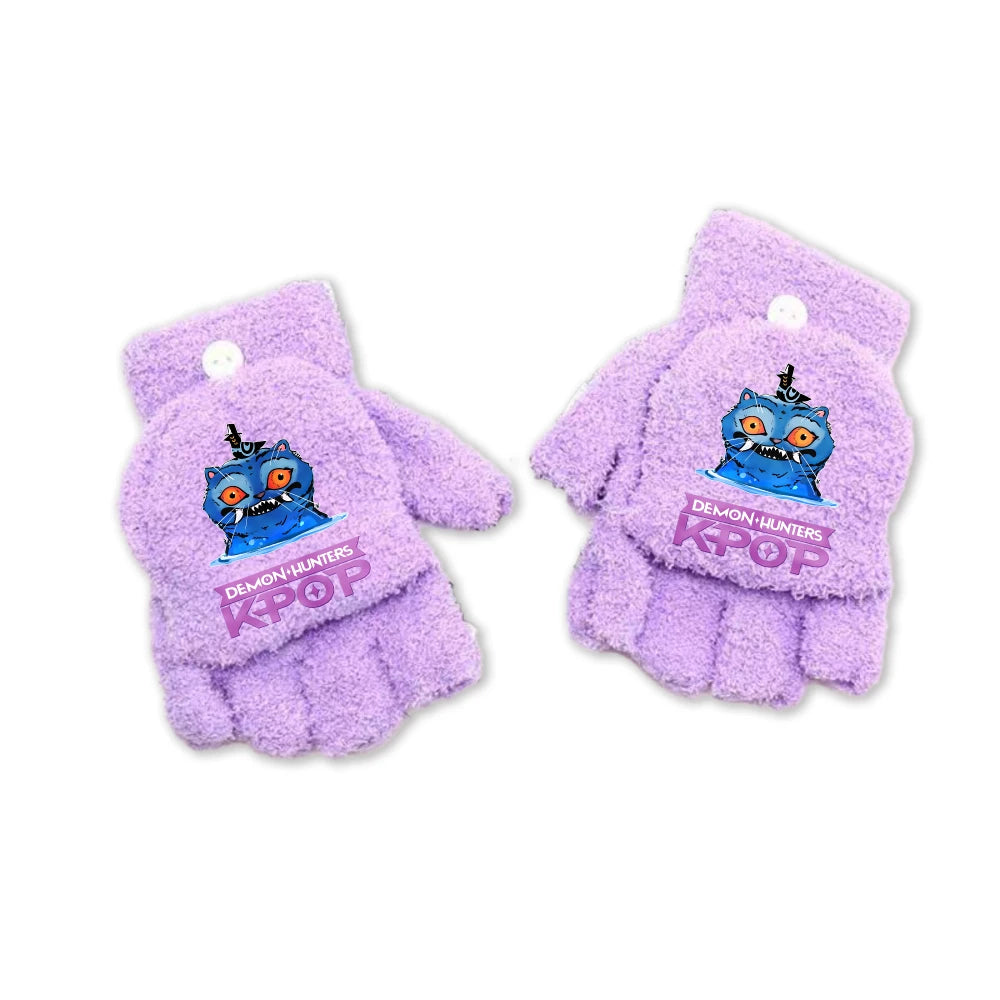 Half Finger Flip Demon Hunters Kids Gloves