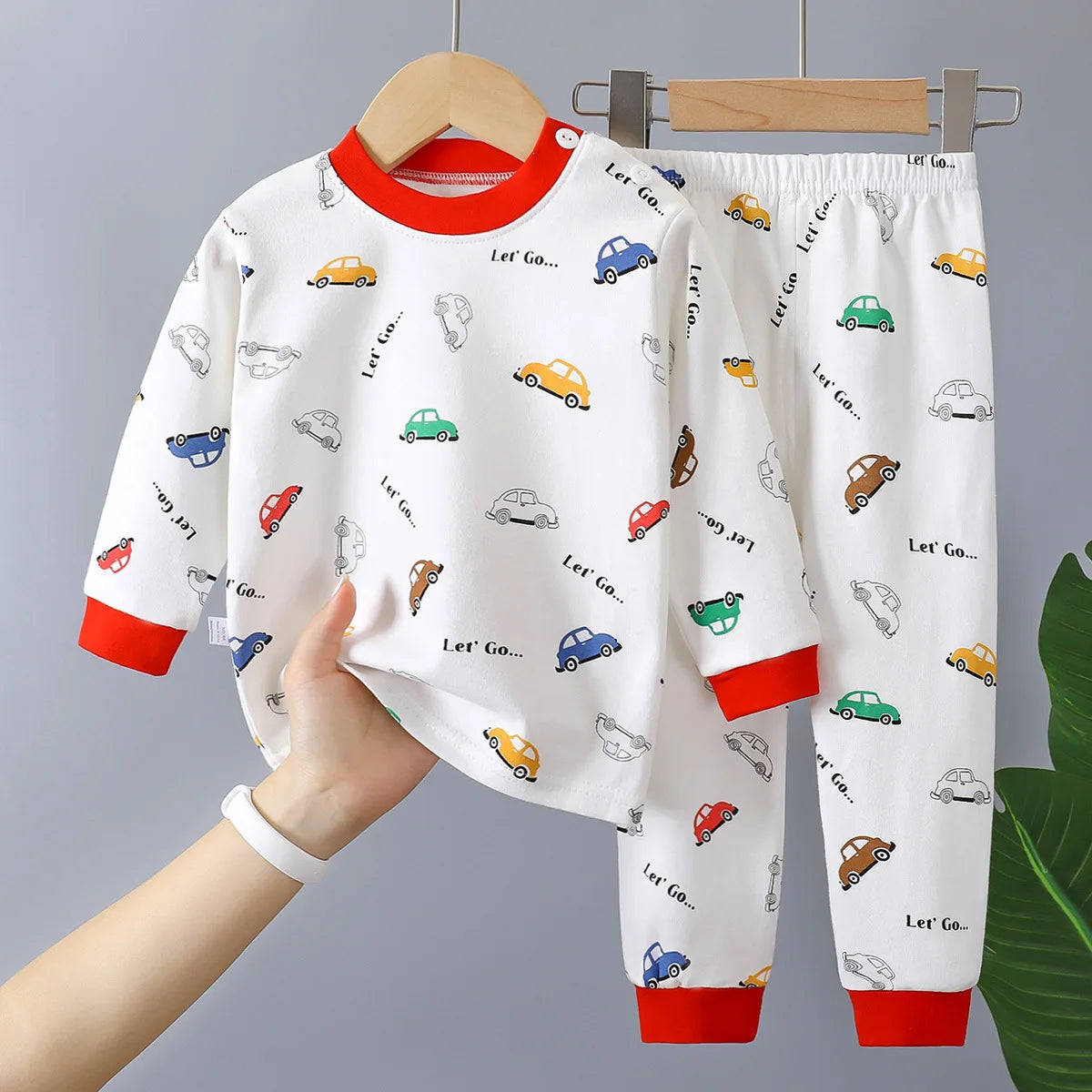 Cartoon Print Long Sleeve Cute Tops & Pants
