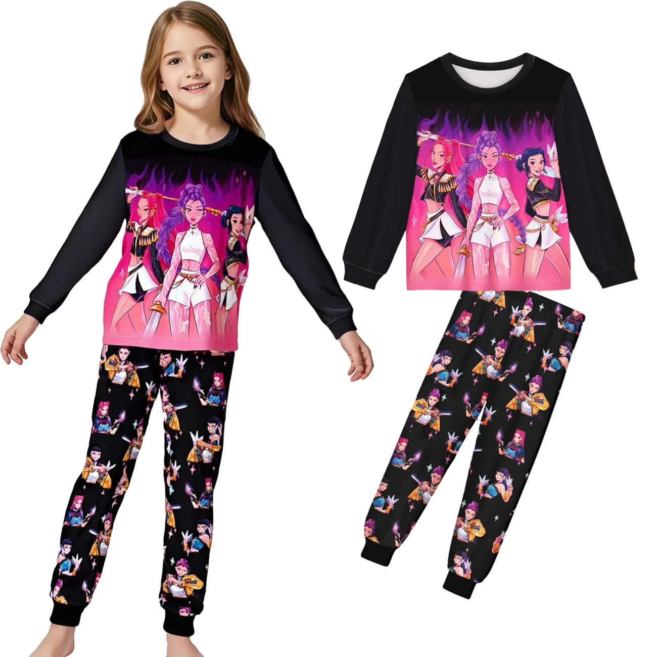 Long Sleeve KPop Demon Hunters Girl Sleepwear