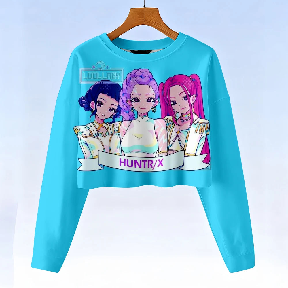 Casual Kids K-Pop Demon Hunters Crop Hoodie