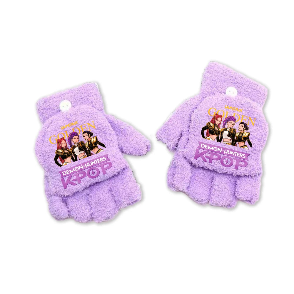 Half Finger Flip Demon Hunters Kids Gloves