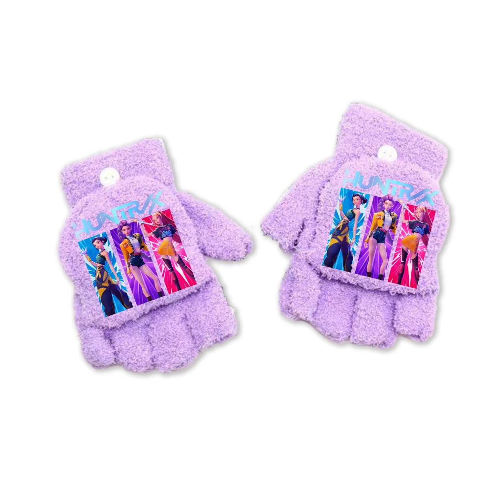 Half Finger Flip Demon Hunters Kids Gloves