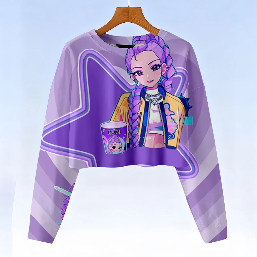 Casual Kids K-Pop Demon Hunters Crop Hoodie
