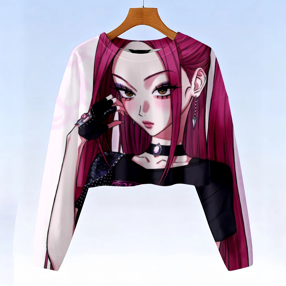 Casual Kids K-Pop Demon Hunters Crop Hoodie