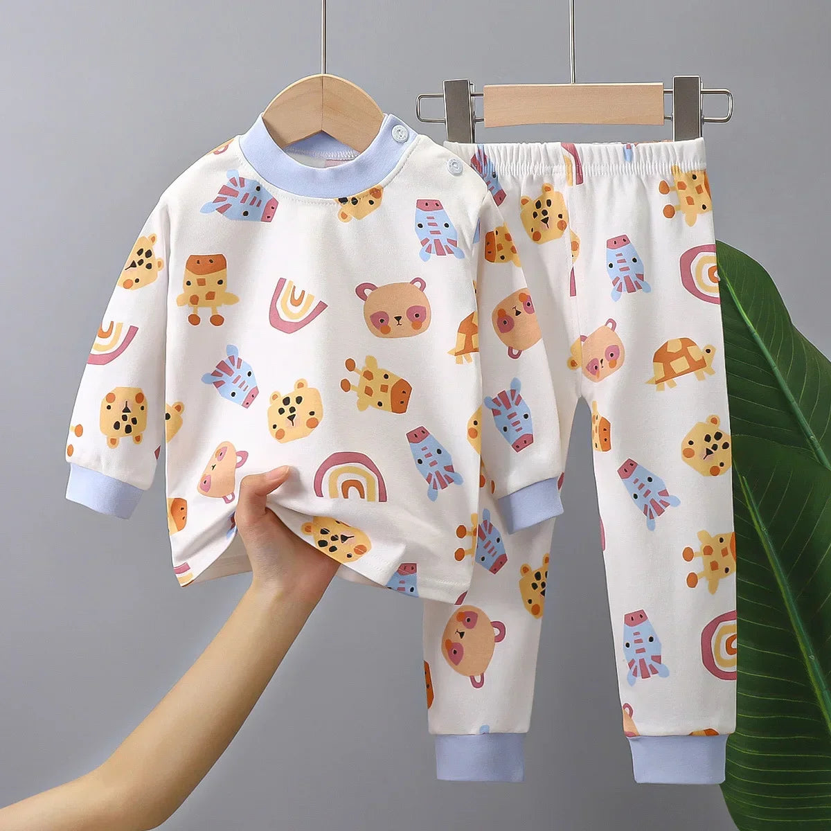 Cartoon Print Long Sleeve Cute Tops & Pants