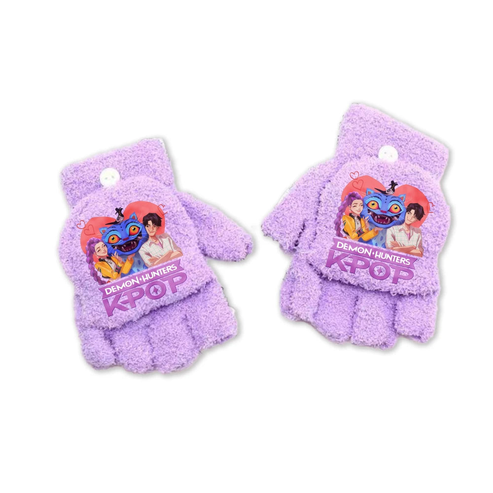 Half Finger Flip Demon Hunters Kids Gloves
