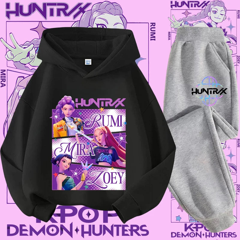 Casual K-Pop Demon Hoodie Set with 2-Pc Set