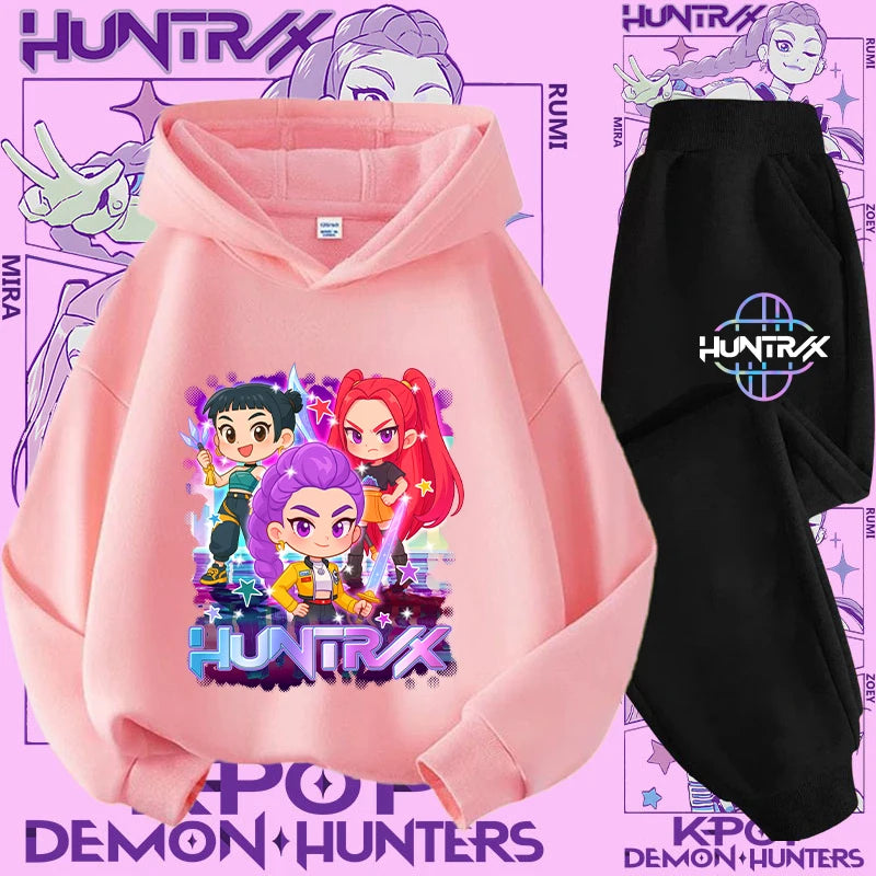 Casual K-Pop Demon Hoodie Set with 2-Pc Set