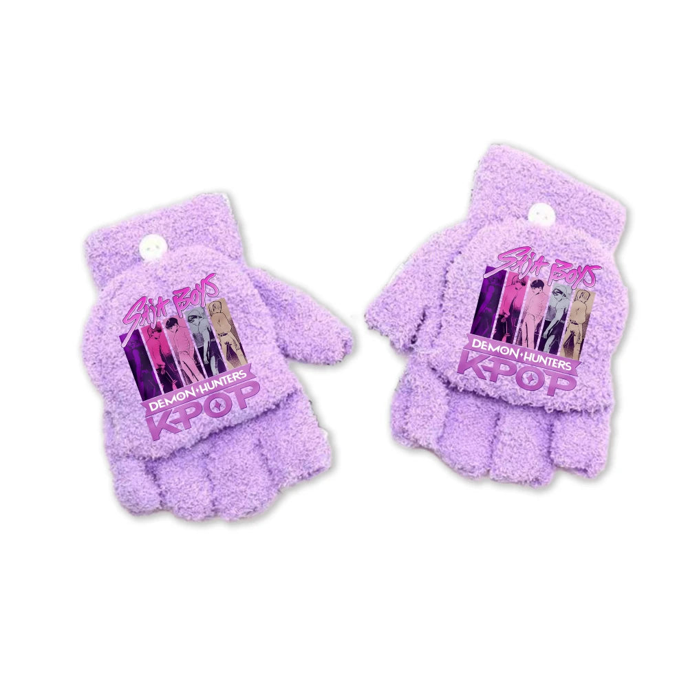 Half Finger Flip Demon Hunters Kids Gloves