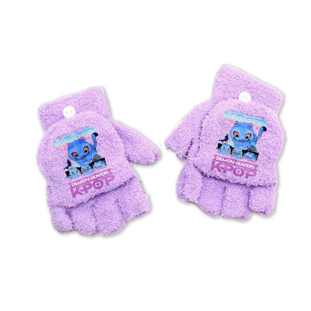 Half Finger Flip Demon Hunters Kids Gloves