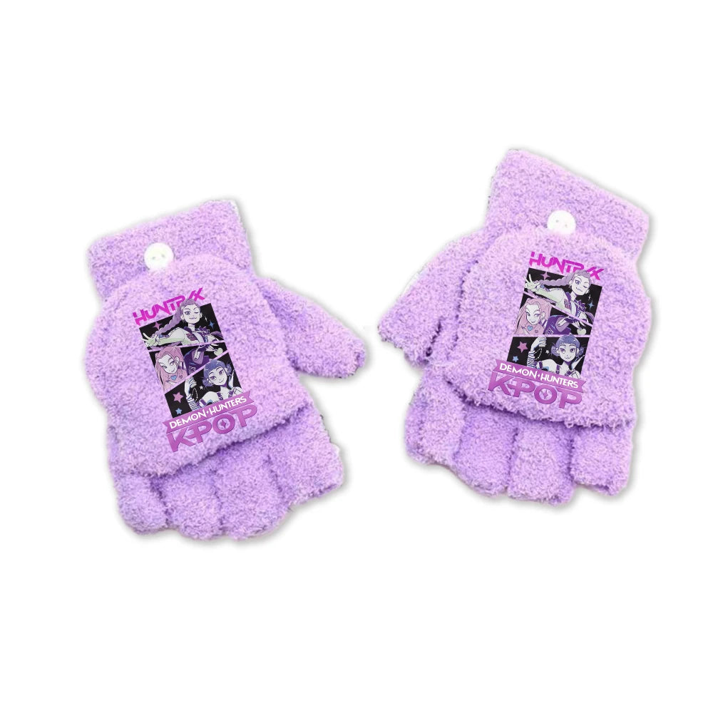 Half Finger Flip Demon Hunters Kids Gloves