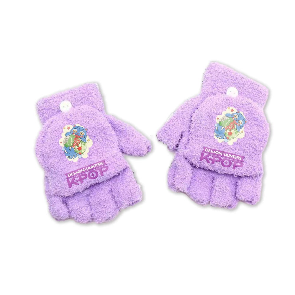 Half Finger Flip Demon Hunters Kids Gloves