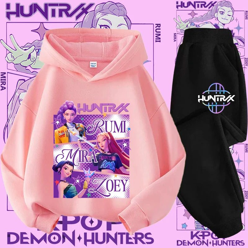 Casual K-Pop Demon Hoodie Set with 2-Pc Set