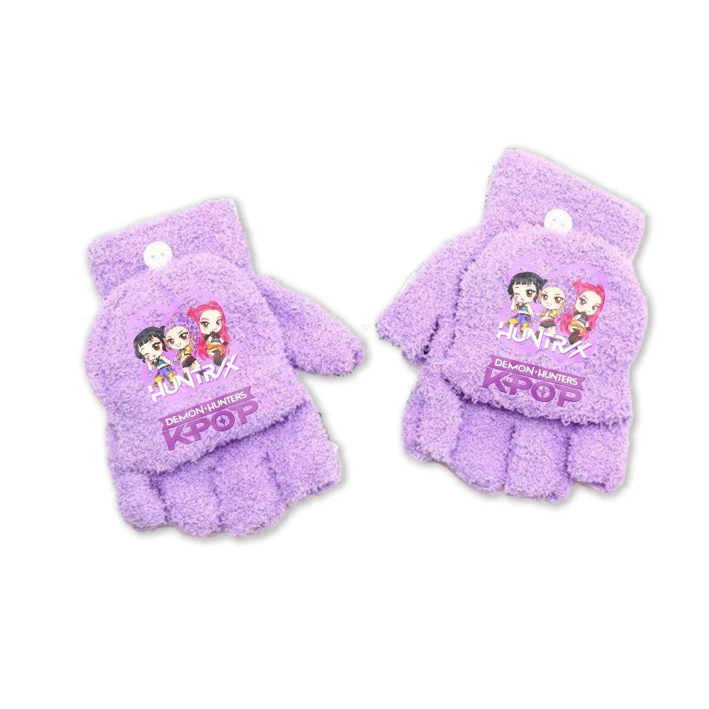 Half Finger Flip Demon Hunters Kids Gloves