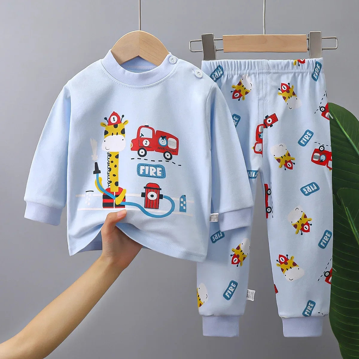 Cartoon Print Long Sleeve Cute Tops & Pants