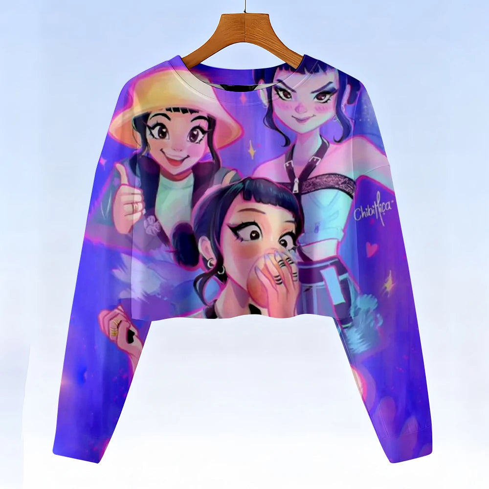 Casual Kids K-Pop Demon Hunters Crop Hoodie