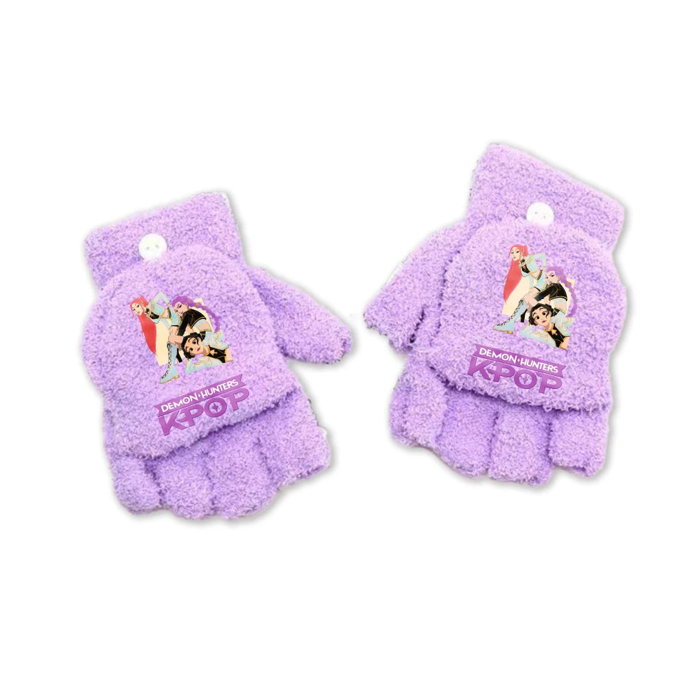 Half Finger Flip Demon Hunters Kids Gloves