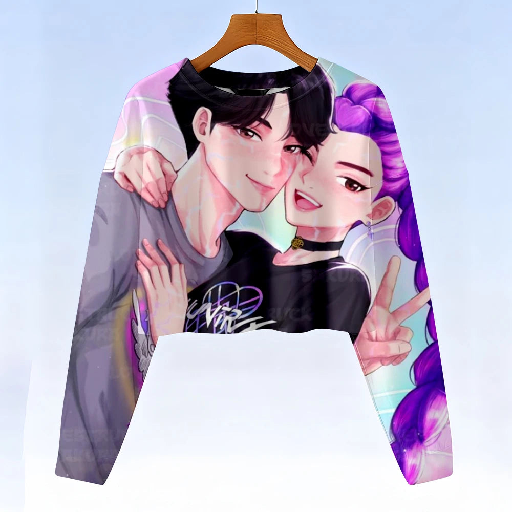 Casual Kids K-Pop Demon Hunters Crop Hoodie