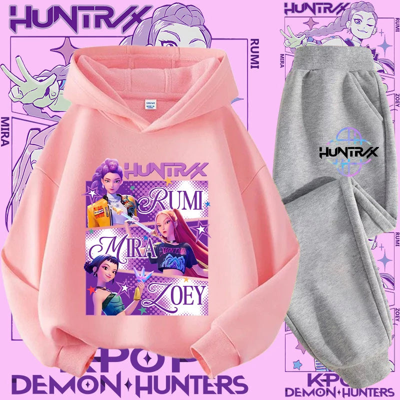 Casual K-Pop Demon Hoodie Set with 2-Pc Set