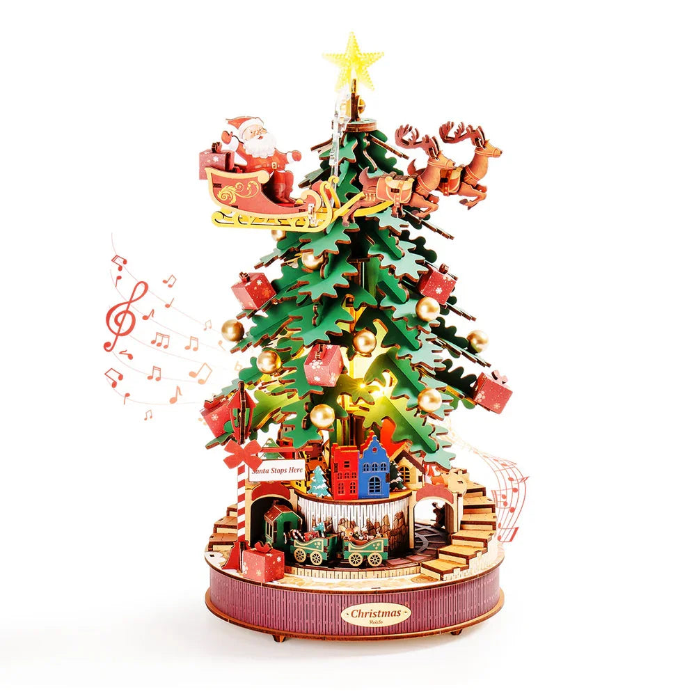 3D Wooden Puzzle Christmas Melody Tree with Light - Gracey Olivia Boutique