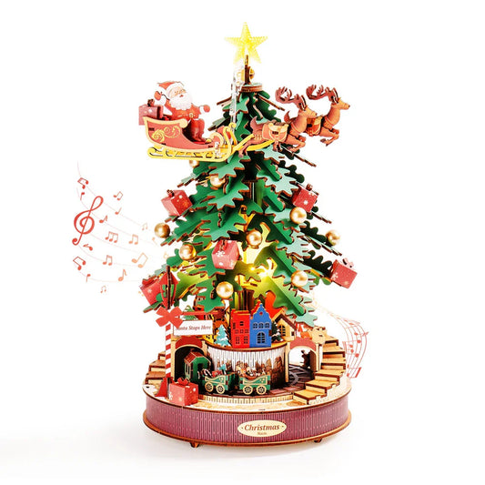 3D Wooden Puzzle Christmas Melody Tree with Light - Gracey Olivia Boutique