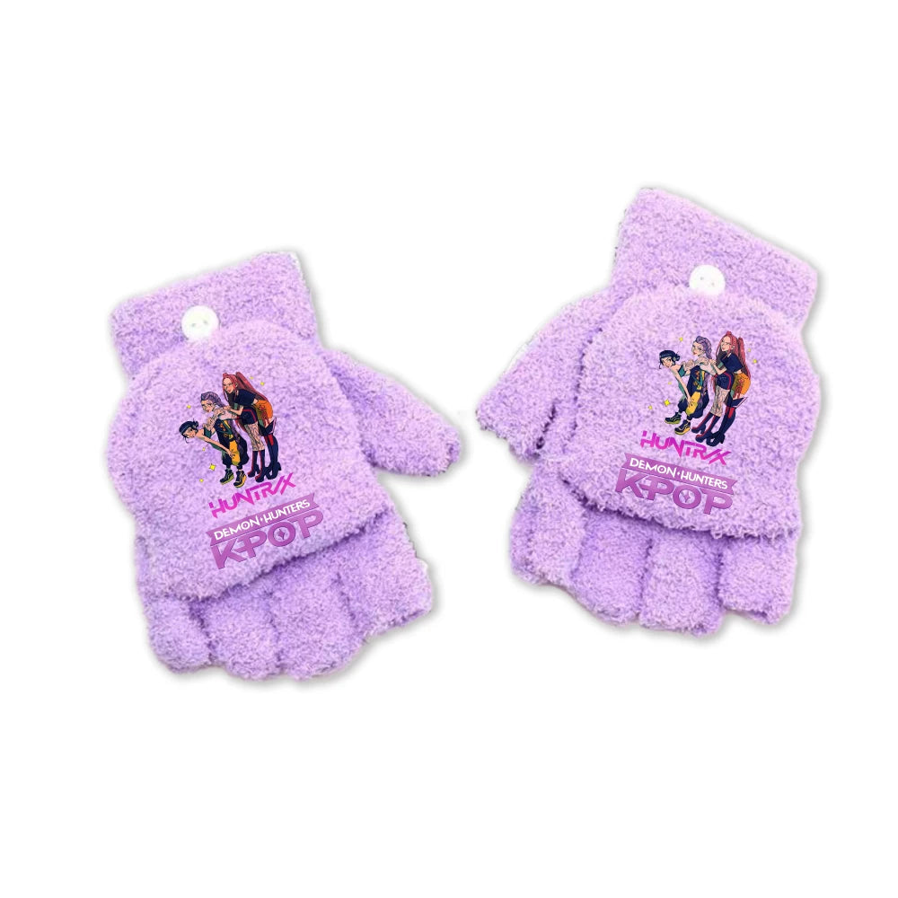 Half Finger Flip Demon Hunters Kids Gloves