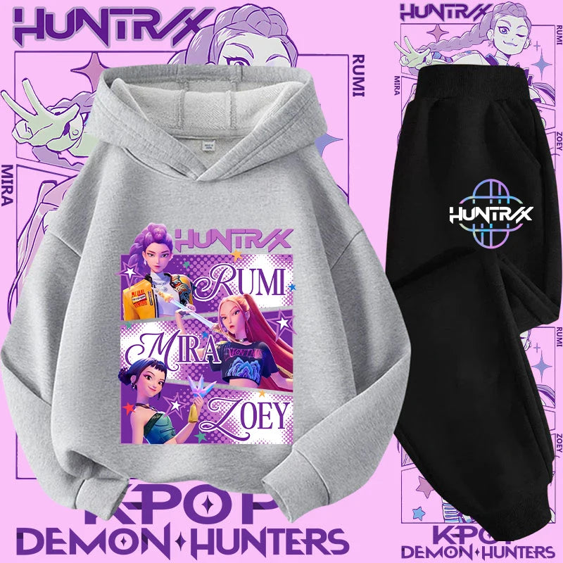 Casual K-Pop Demon Hoodie Set with 2-Pc Set