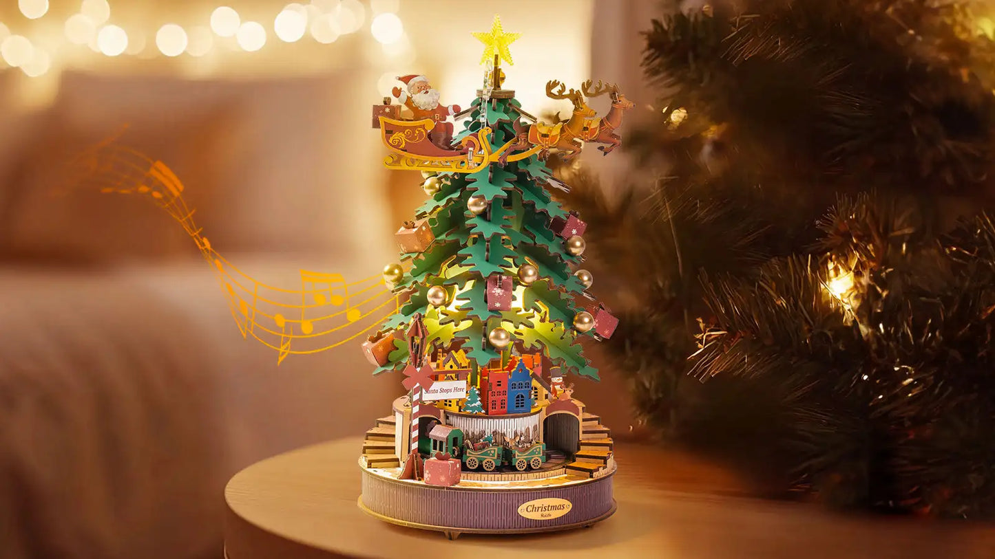 3D Wooden Puzzle Christmas Melody Tree with Light - Gracey Olivia Boutique