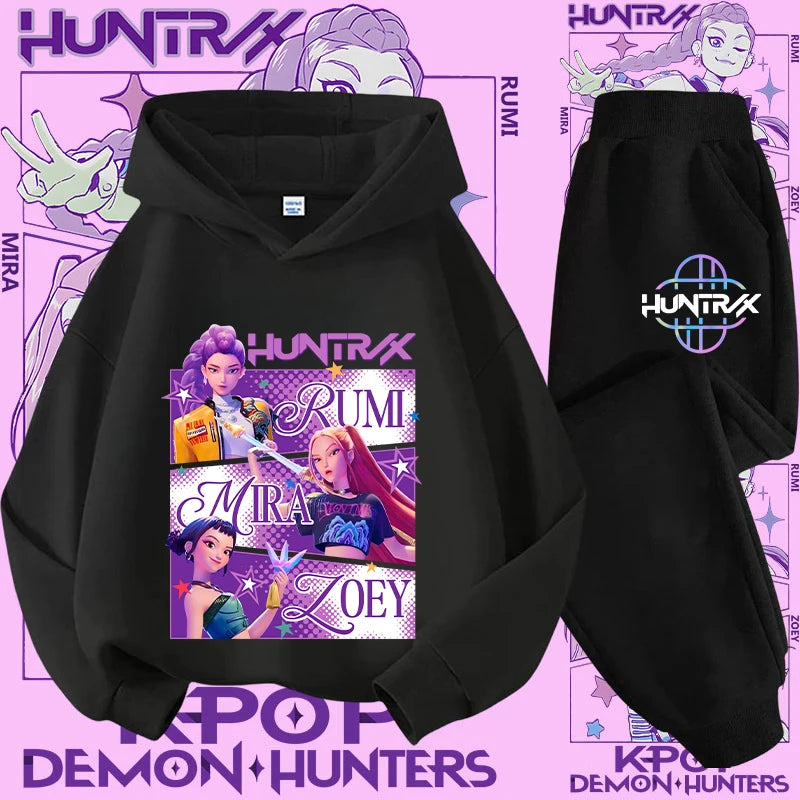 Casual K-Pop Demon Hoodie Set with 2-Pc Set