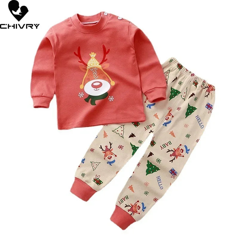 Cartoon Print Long Sleeve Cute Tops & Pants