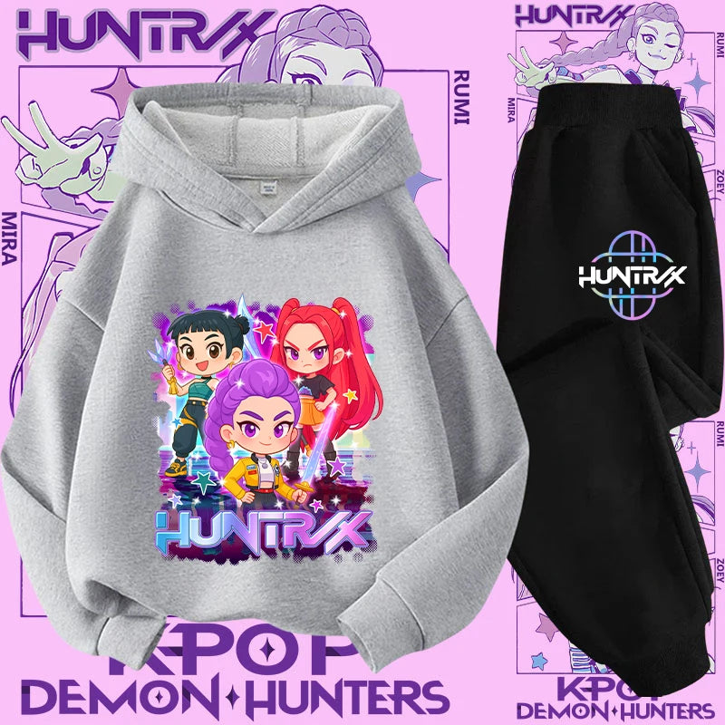 Casual K-Pop Demon Hoodie Set with 2-Pc Set