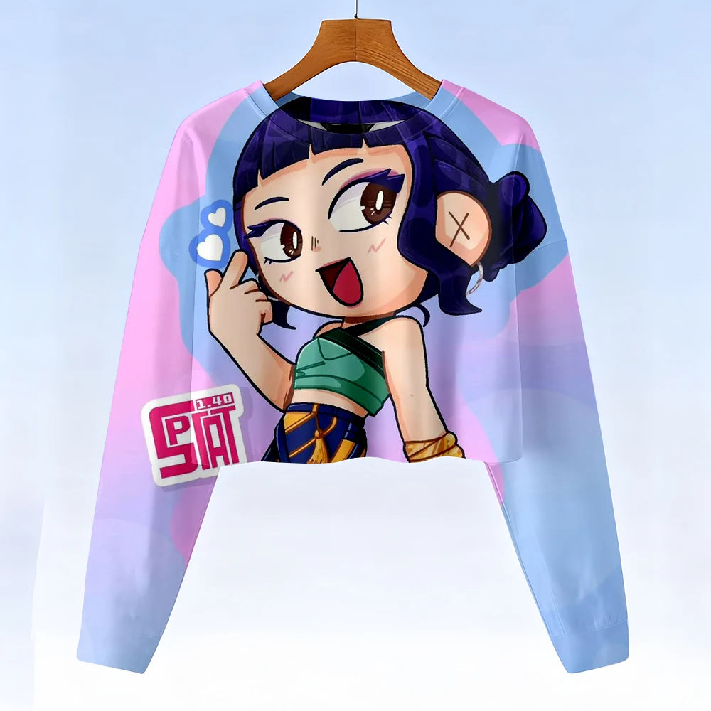 Casual Kids K-Pop Demon Hunters Crop Hoodie