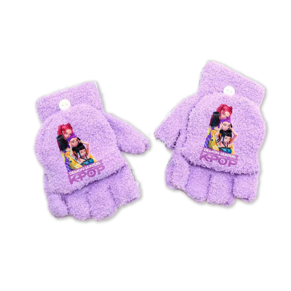 Half Finger Flip Demon Hunters Kids Gloves