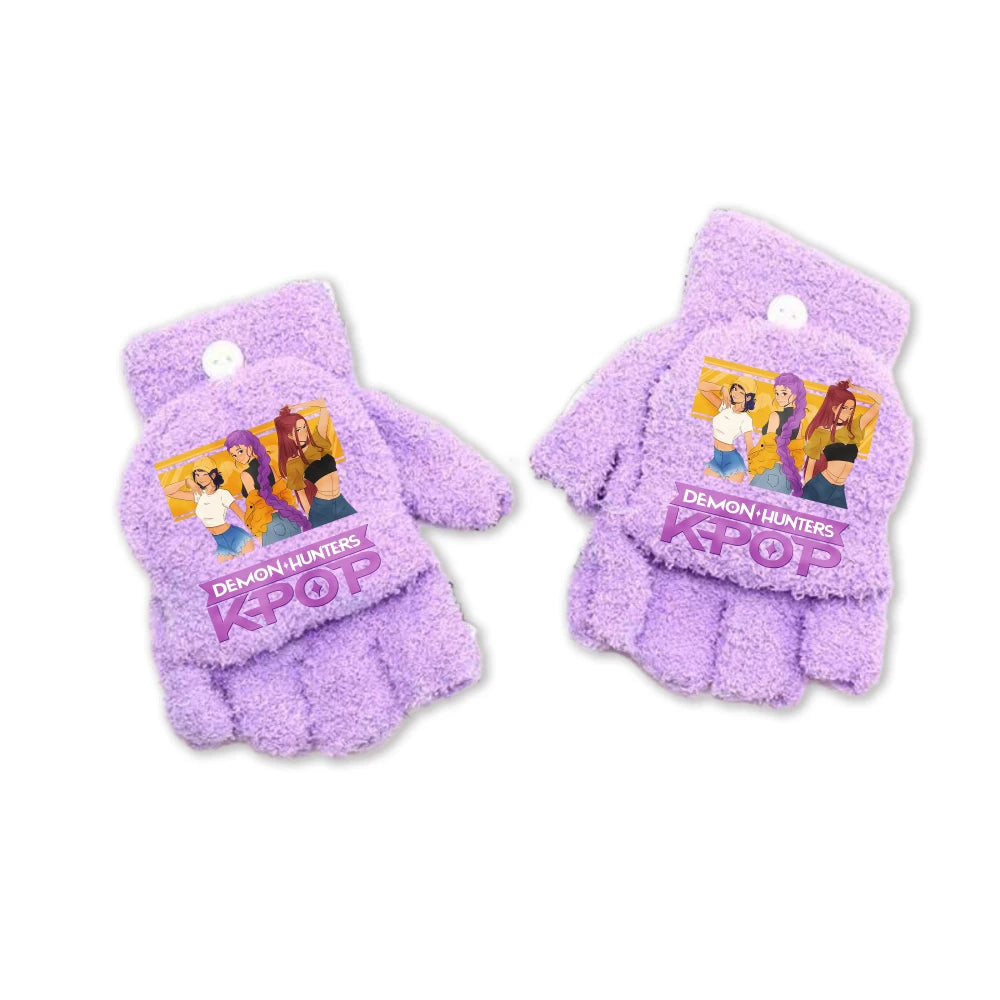 Half Finger Flip Demon Hunters Kids Gloves