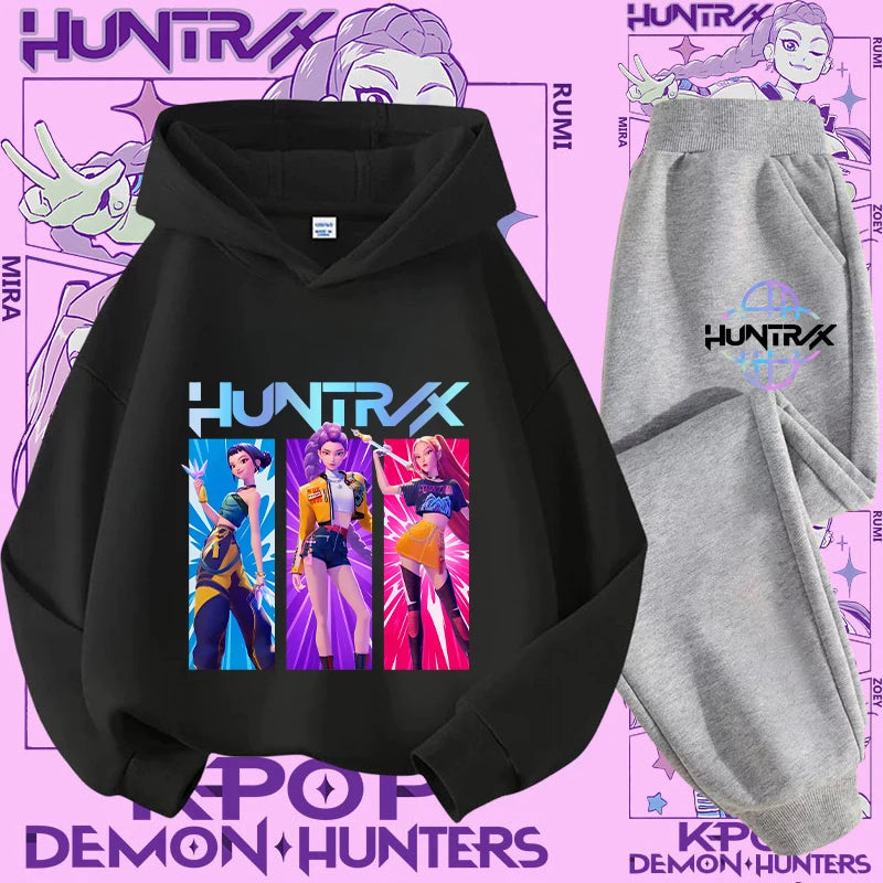 Casual K-Pop Demon Hoodie Set with 2-Pc Set