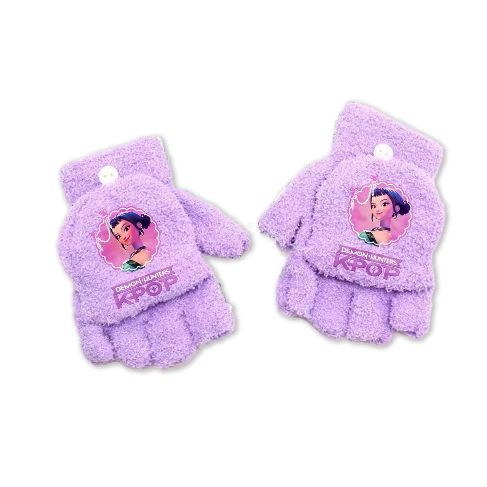 Half Finger Flip Demon Hunters Kids Gloves