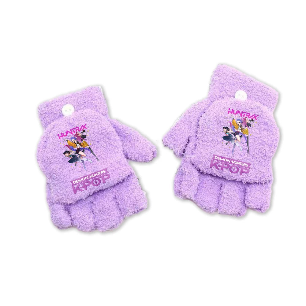 Half Finger Flip Demon Hunters Kids Gloves