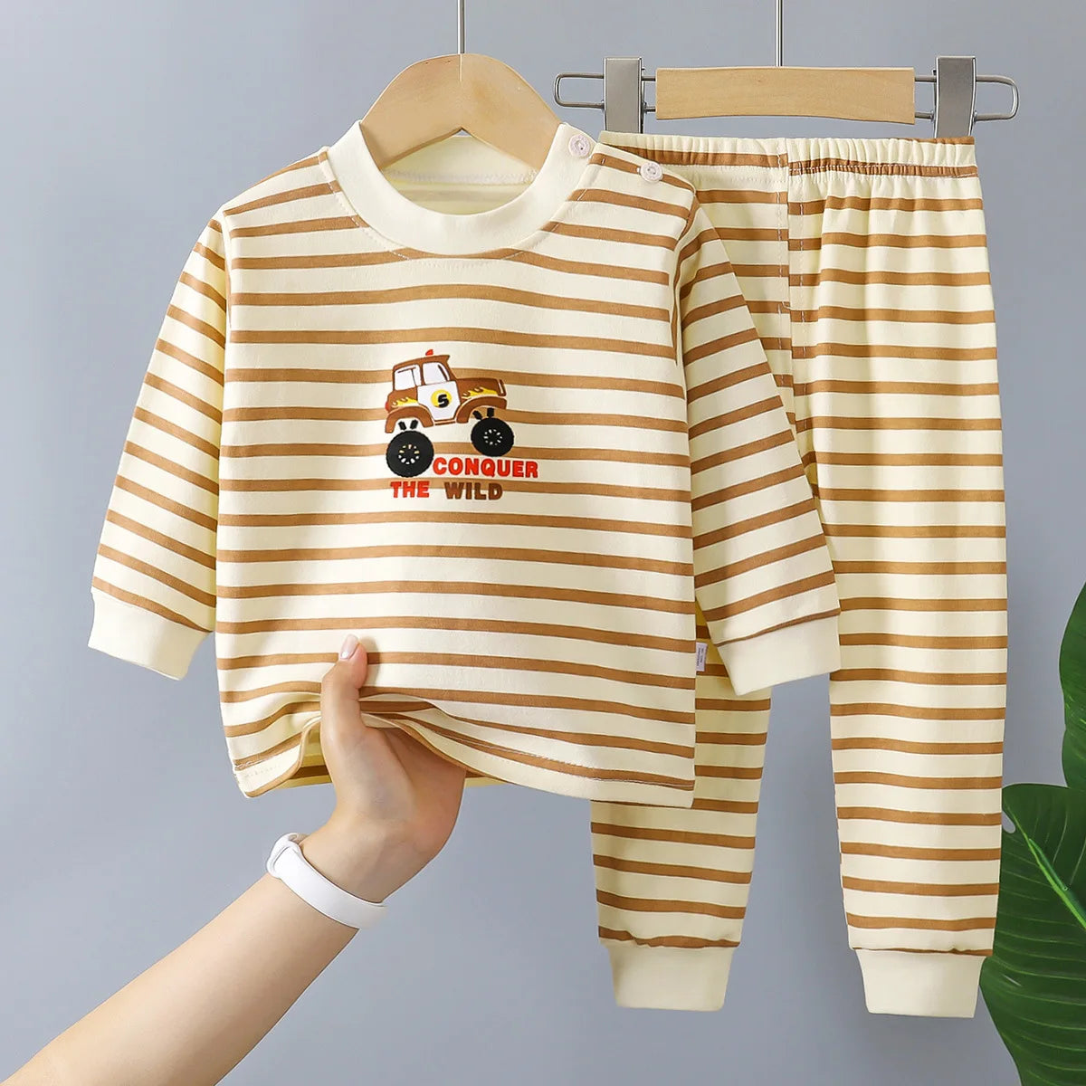 Cartoon Print Long Sleeve Cute Tops & Pants