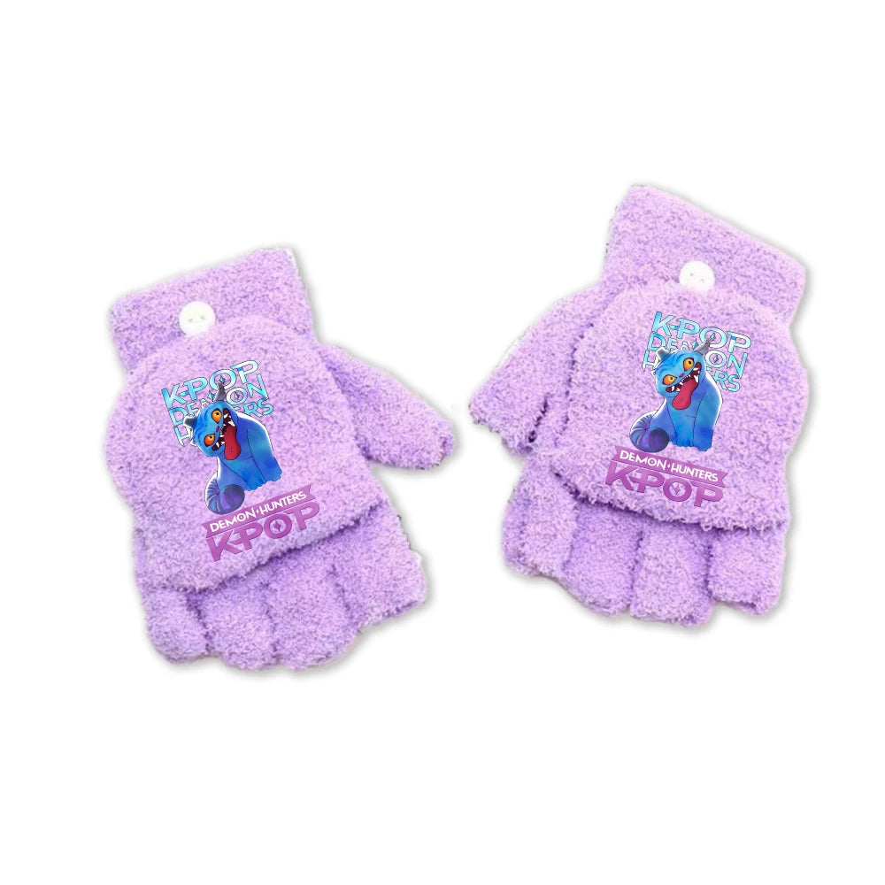 Half Finger Flip Demon Hunters Kids Gloves