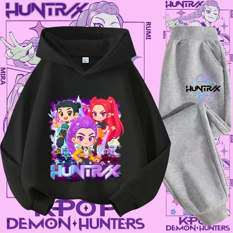 Casual K-Pop Demon Hoodie Set with 2-Pc Set
