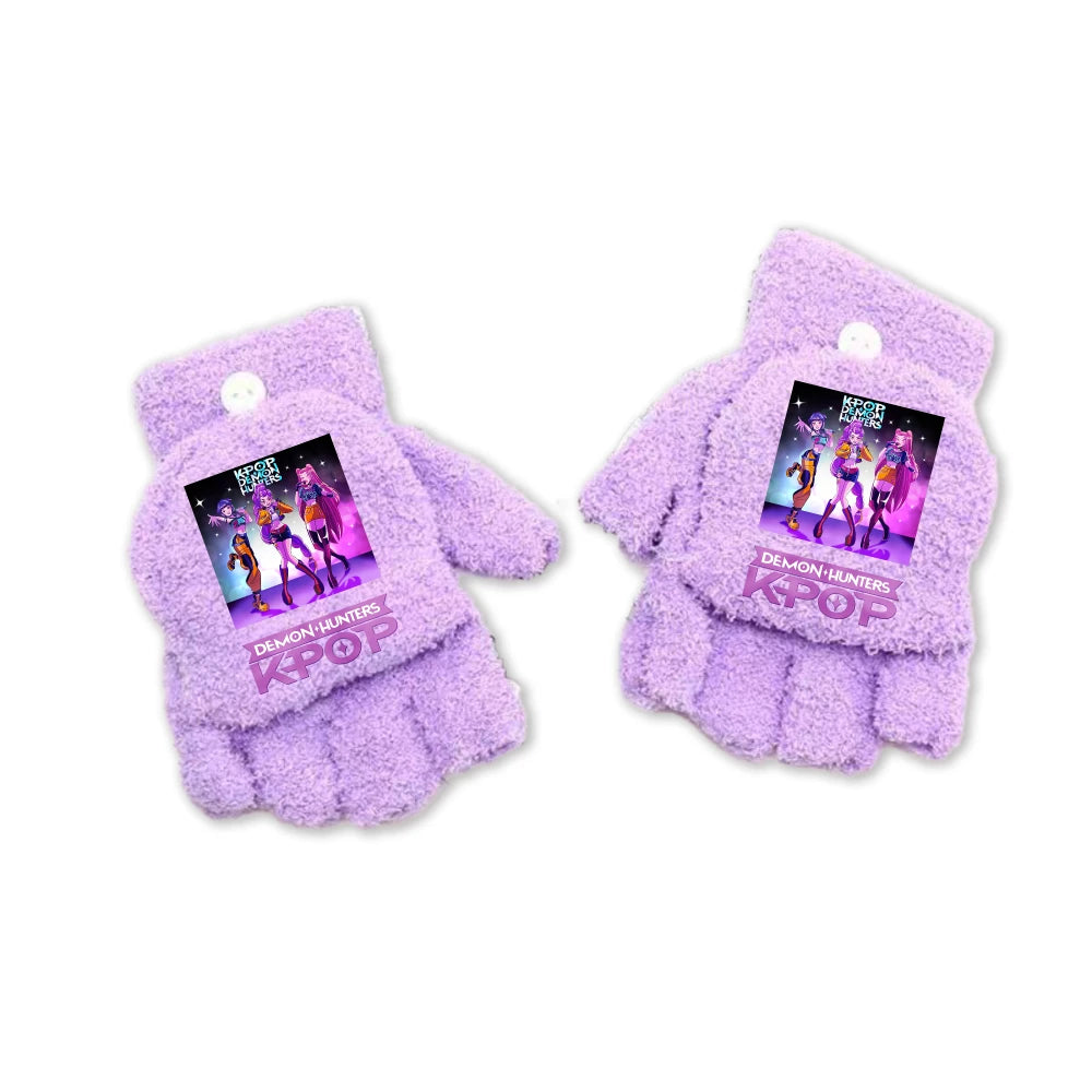 Half Finger Flip Demon Hunters Kids Gloves