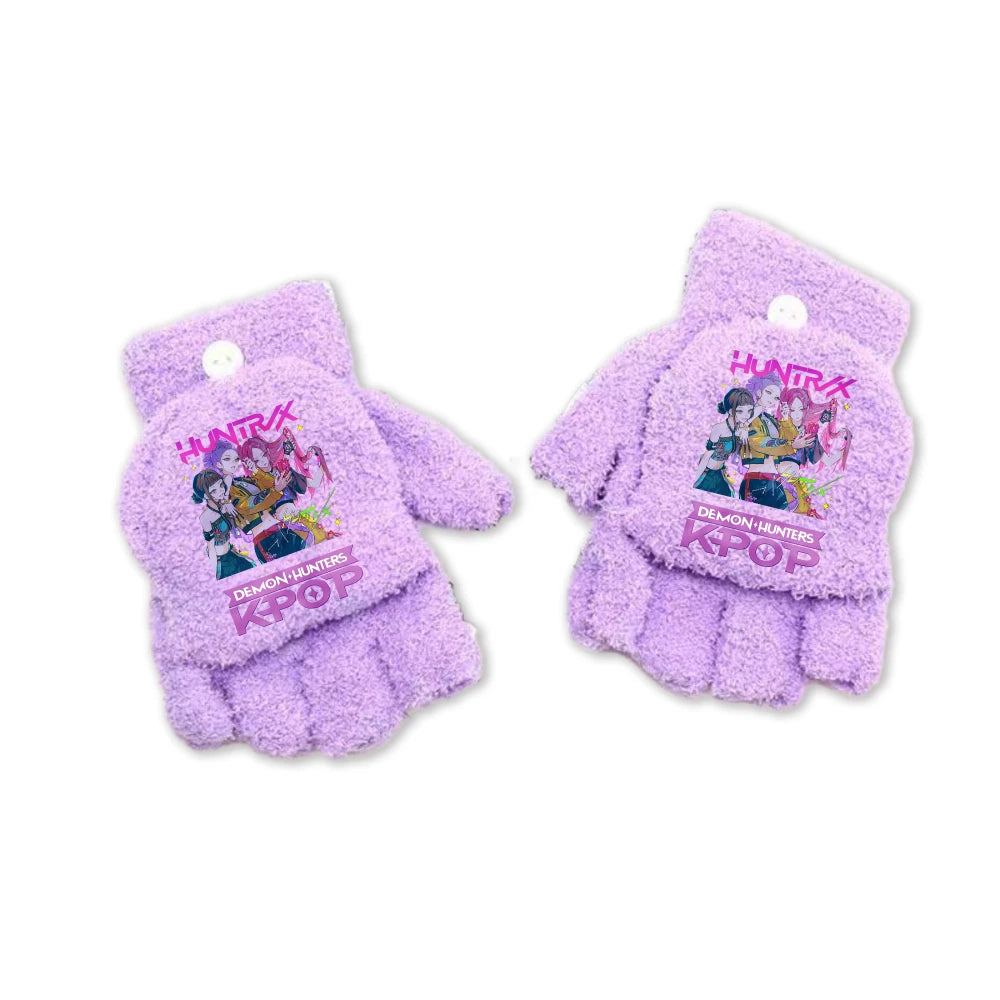 Half Finger Flip Demon Hunters Kids Gloves