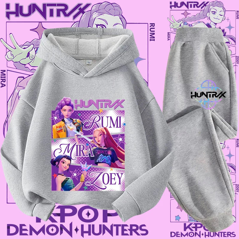Casual K-Pop Demon Hoodie Set with 2-Pc Set