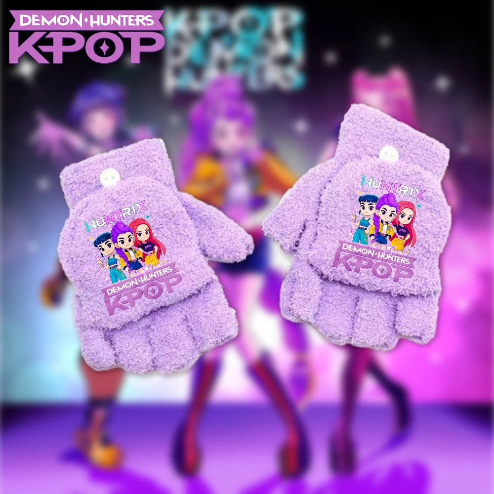 Half Finger Flip Demon Hunters Kids Gloves