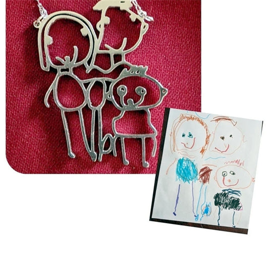 Actual Kids Drawing Necklace • Children Artwork Necklace • Kid Art Gift • Personalized Necklace • Mom Gift • Grandma Gift - Gracey Olivia Boutique