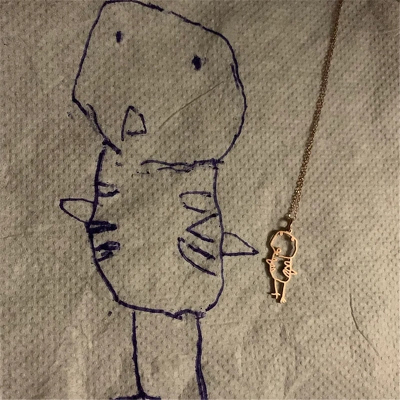Actual Kids Drawing Necklace • Children Artwork Necklace • Kid Art Gift • Personalized Necklace • Mom Gift • Grandma Gift - Gracey Olivia Boutique