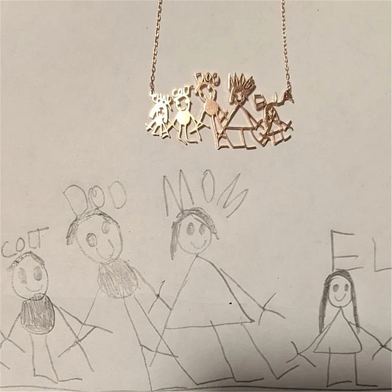 Actual Kids Drawing Necklace • Children Artwork Necklace • Kid Art Gift • Personalized Necklace • Mom Gift • Grandma Gift - Gracey Olivia Boutique
